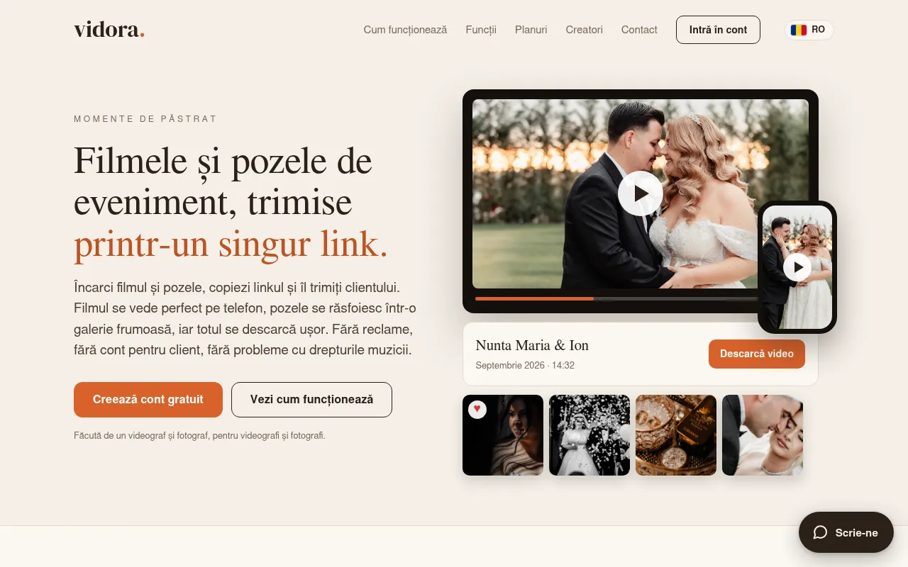 Screenshot of vidora.ro