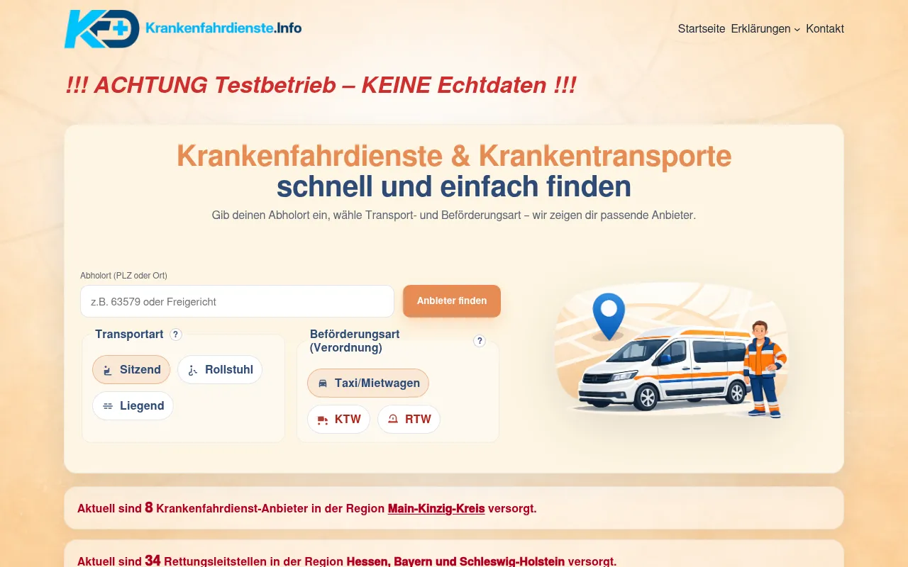 Screenshot of testtruppe.krankenfahrdienste.info