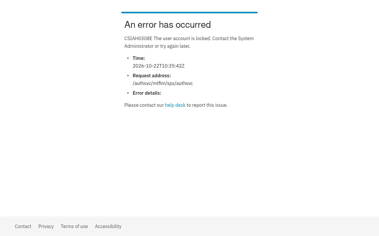 Screenshot of login.ibm.com