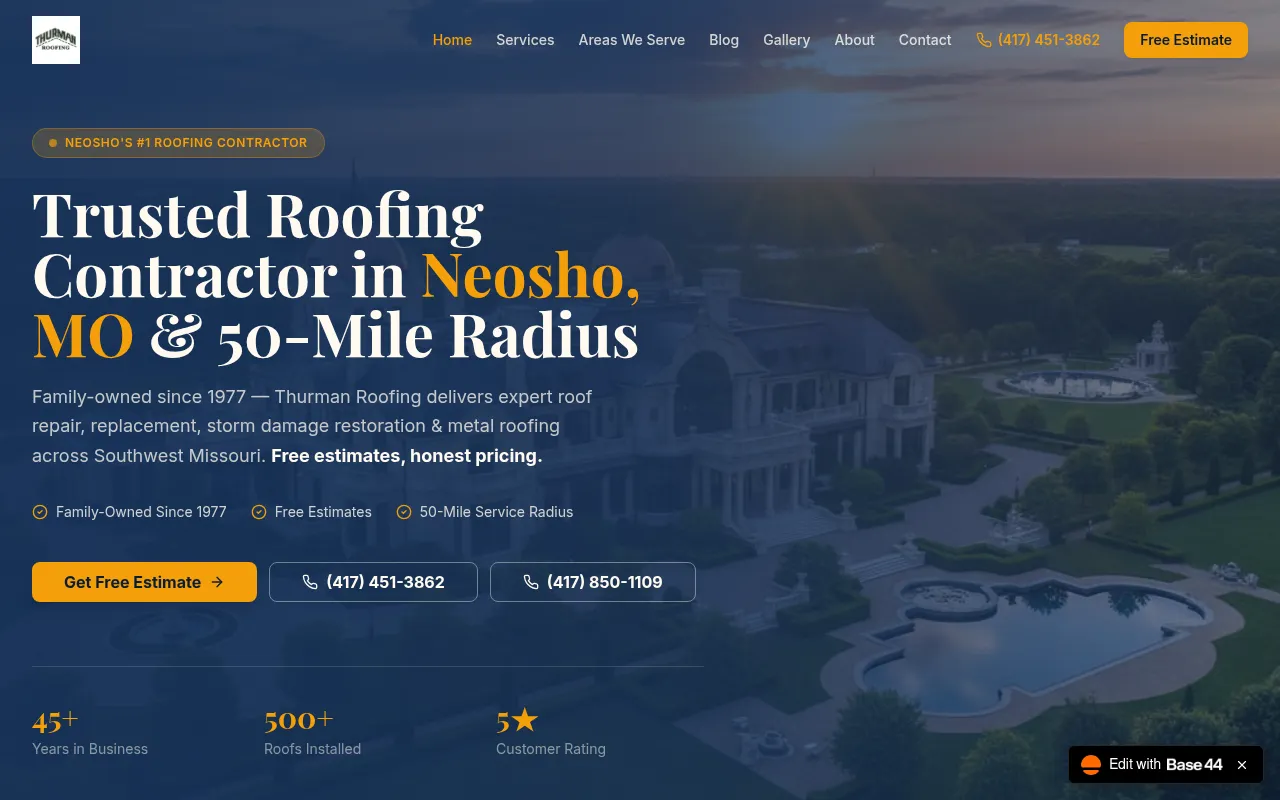 Screenshot of thurmanroofing.pro