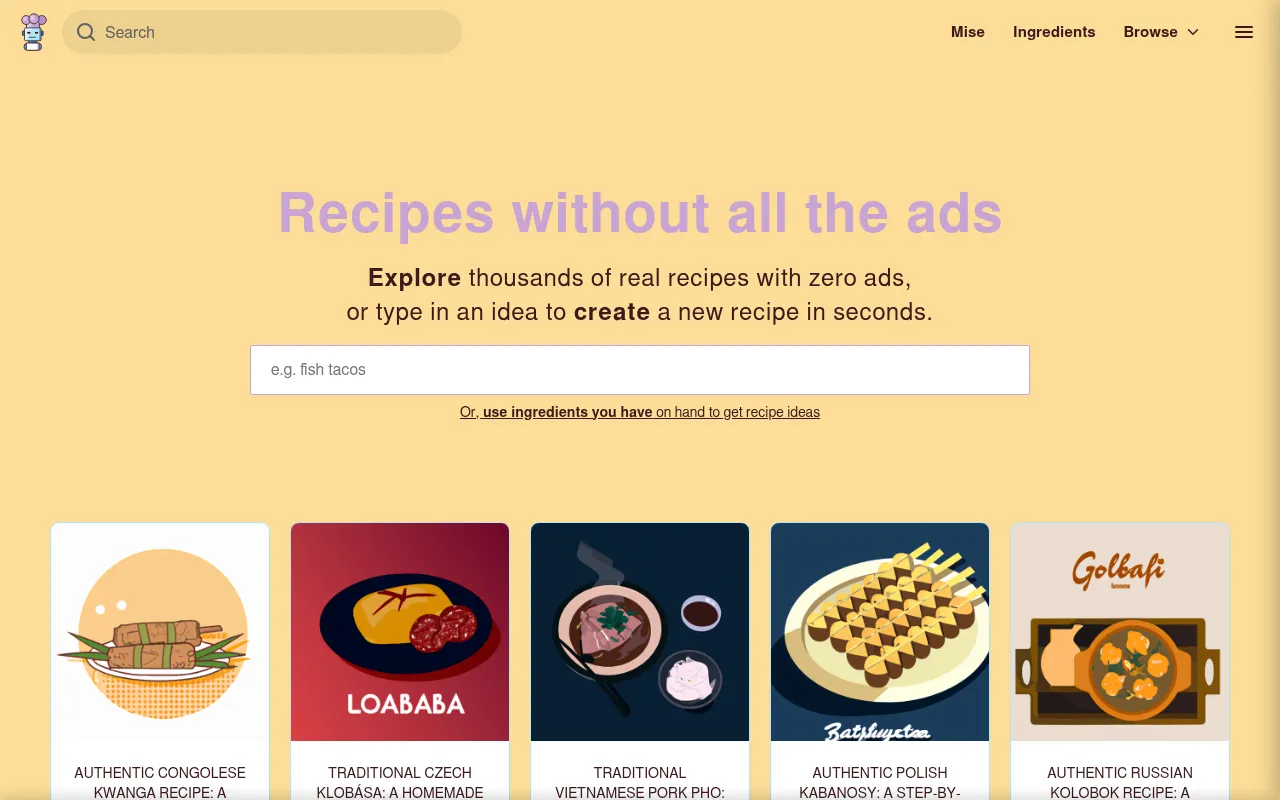 Screenshot of robotrecipes.co