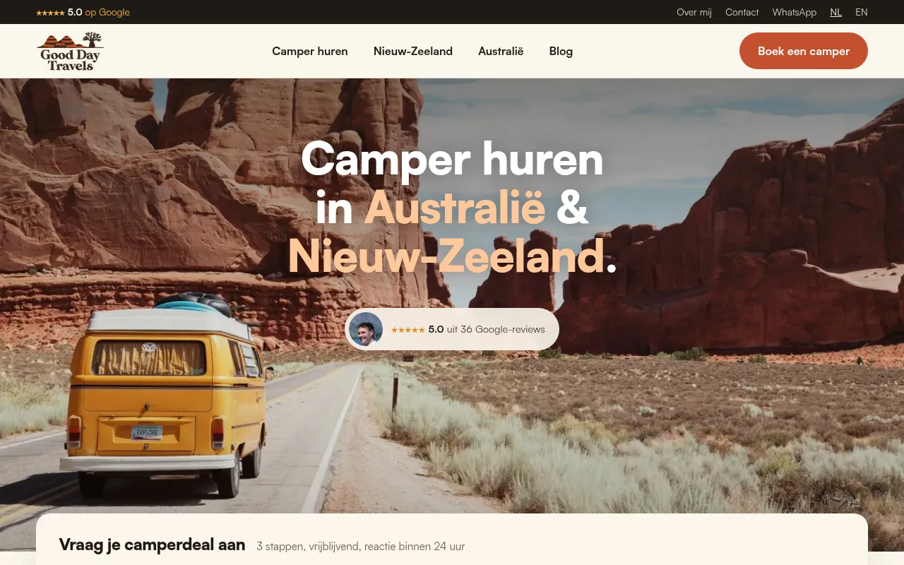 Screenshot of gooddaytravels.nl