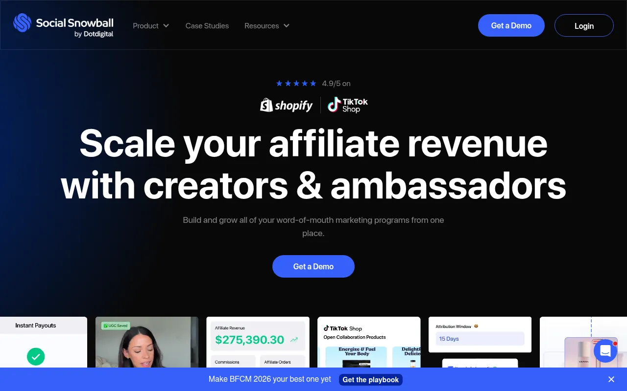 Screenshot of socialsnowball.io
