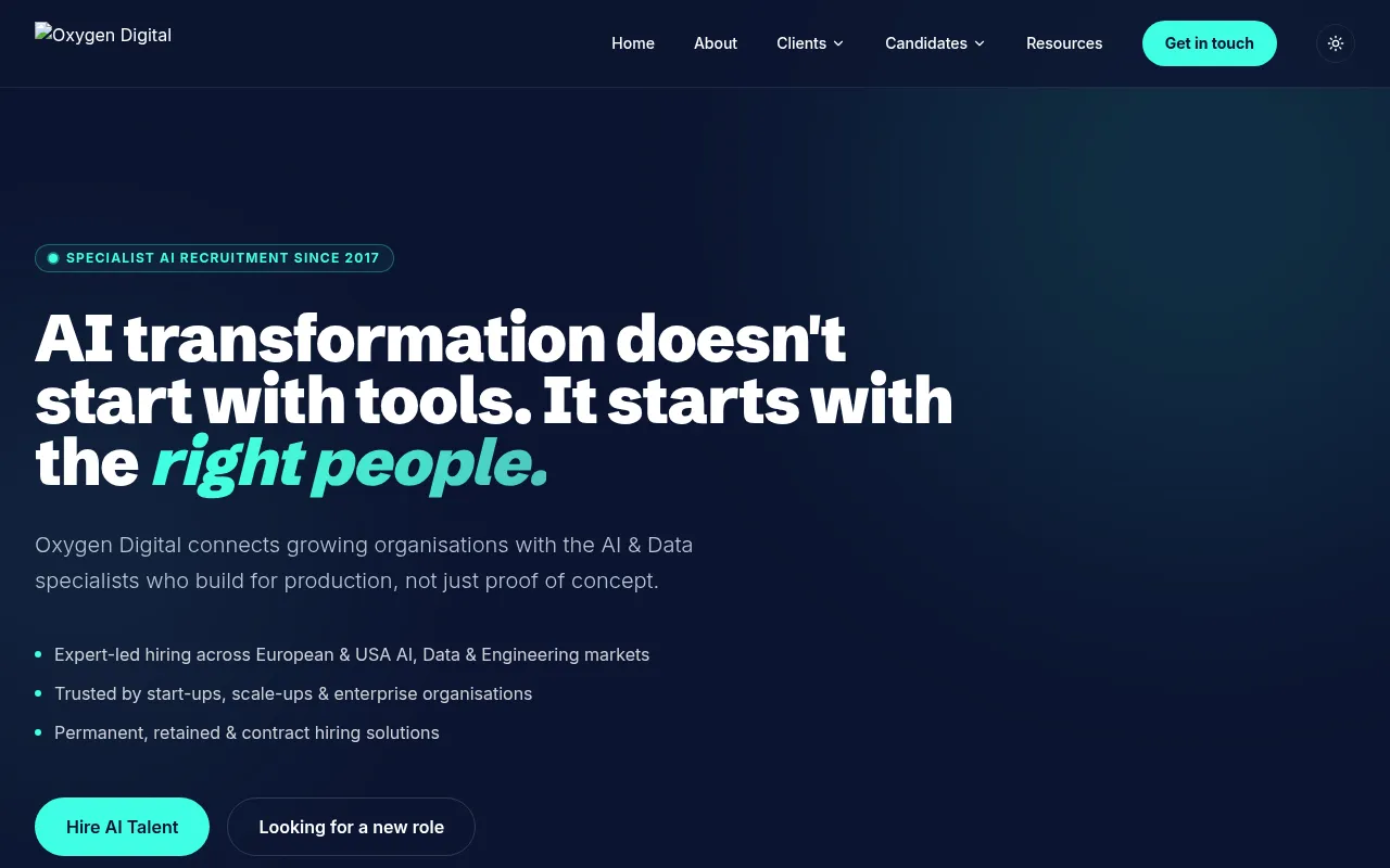 Screenshot of oxygendigital.ai