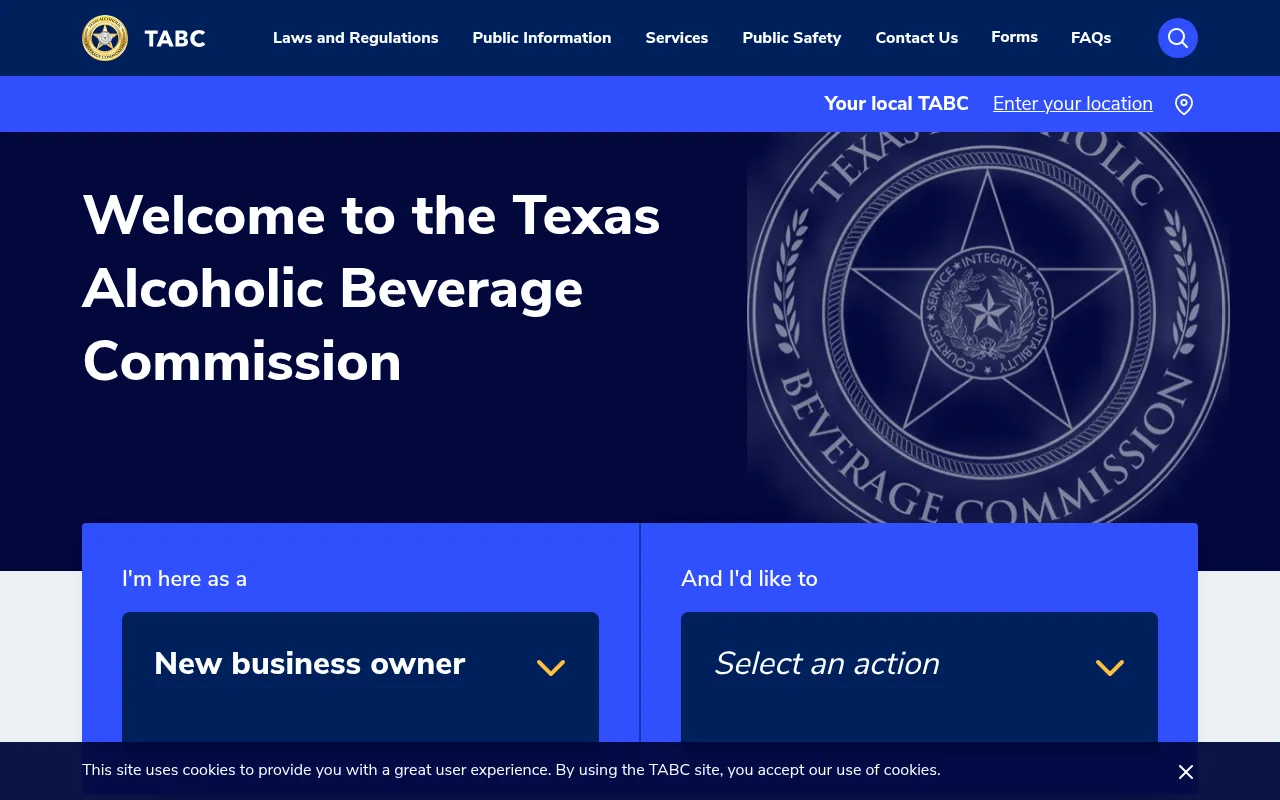 Screenshot of tabc.texas.gov