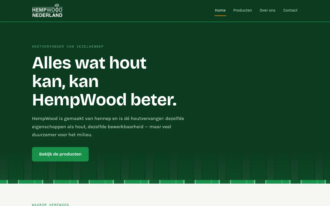 Screenshot of hempwoodnederland.nl