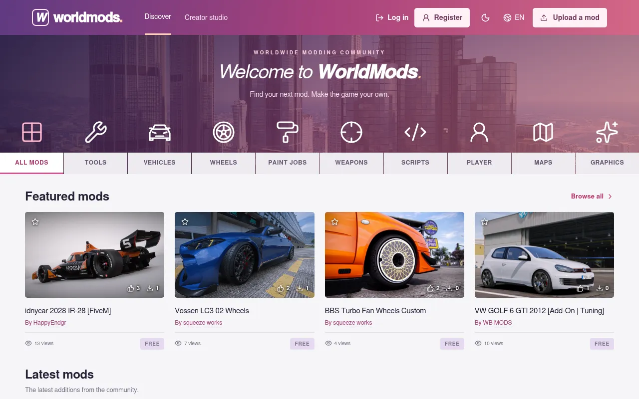 Screenshot of world-mods.com