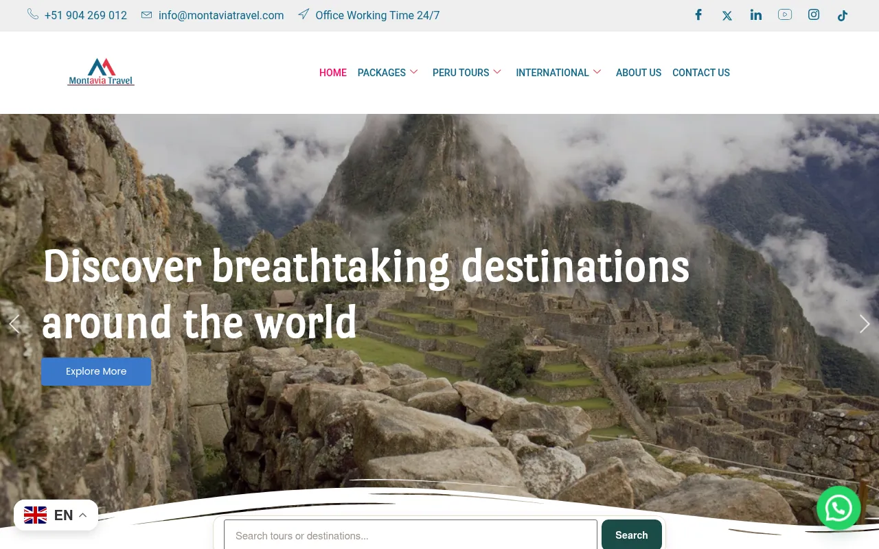 Screenshot of montaviatravel.com