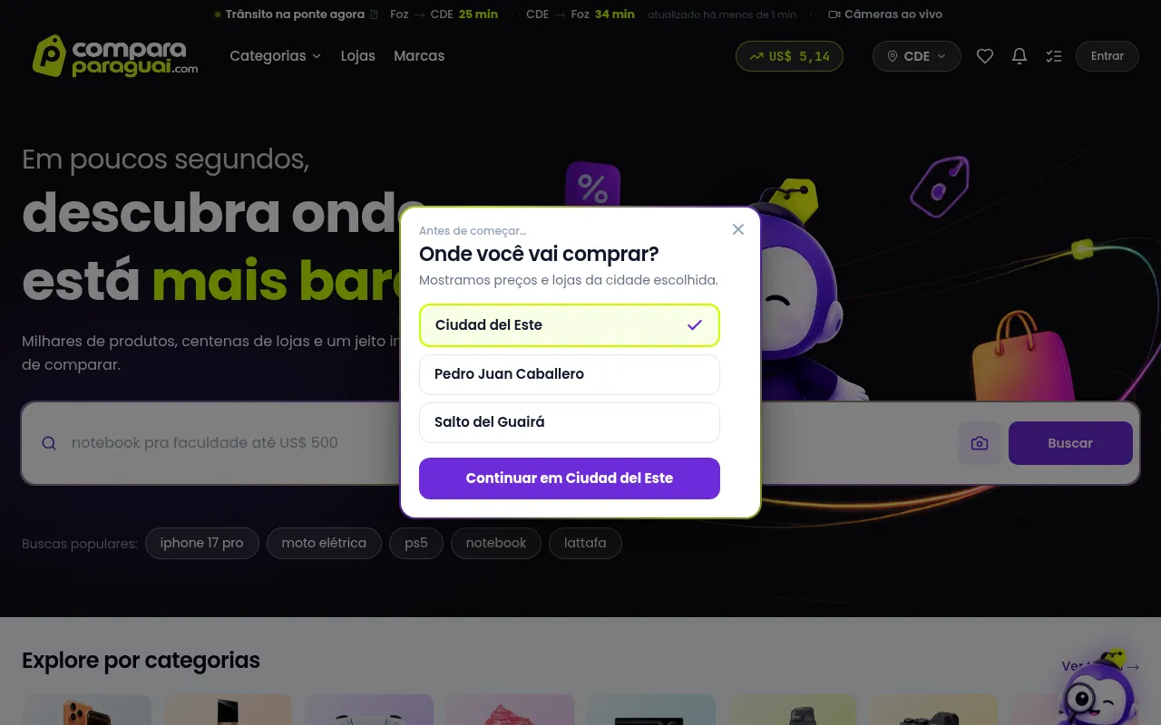 Screenshot of comparaparaguai.com