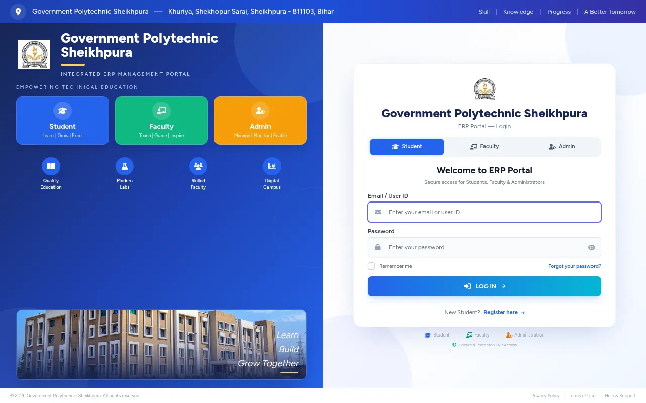 Screenshot of erpgpsheikhpura.in