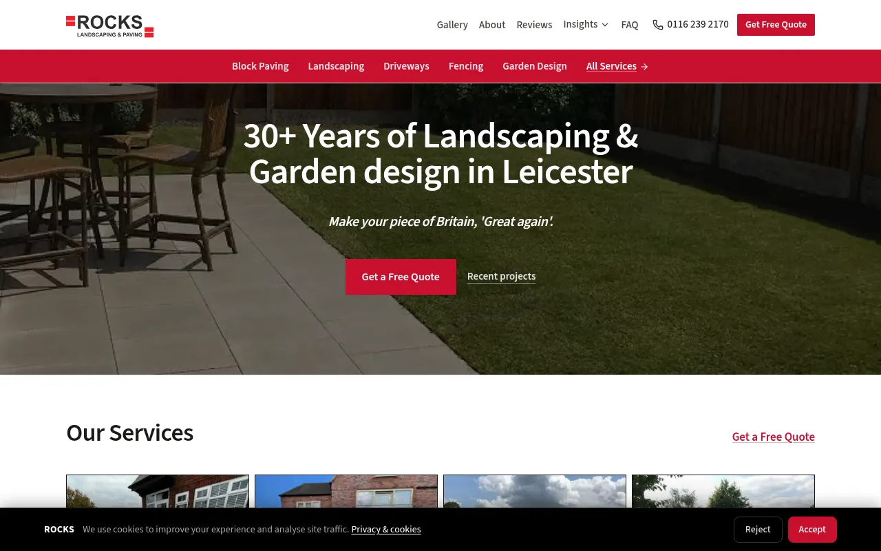 Screenshot of rockslandscaping.co.uk