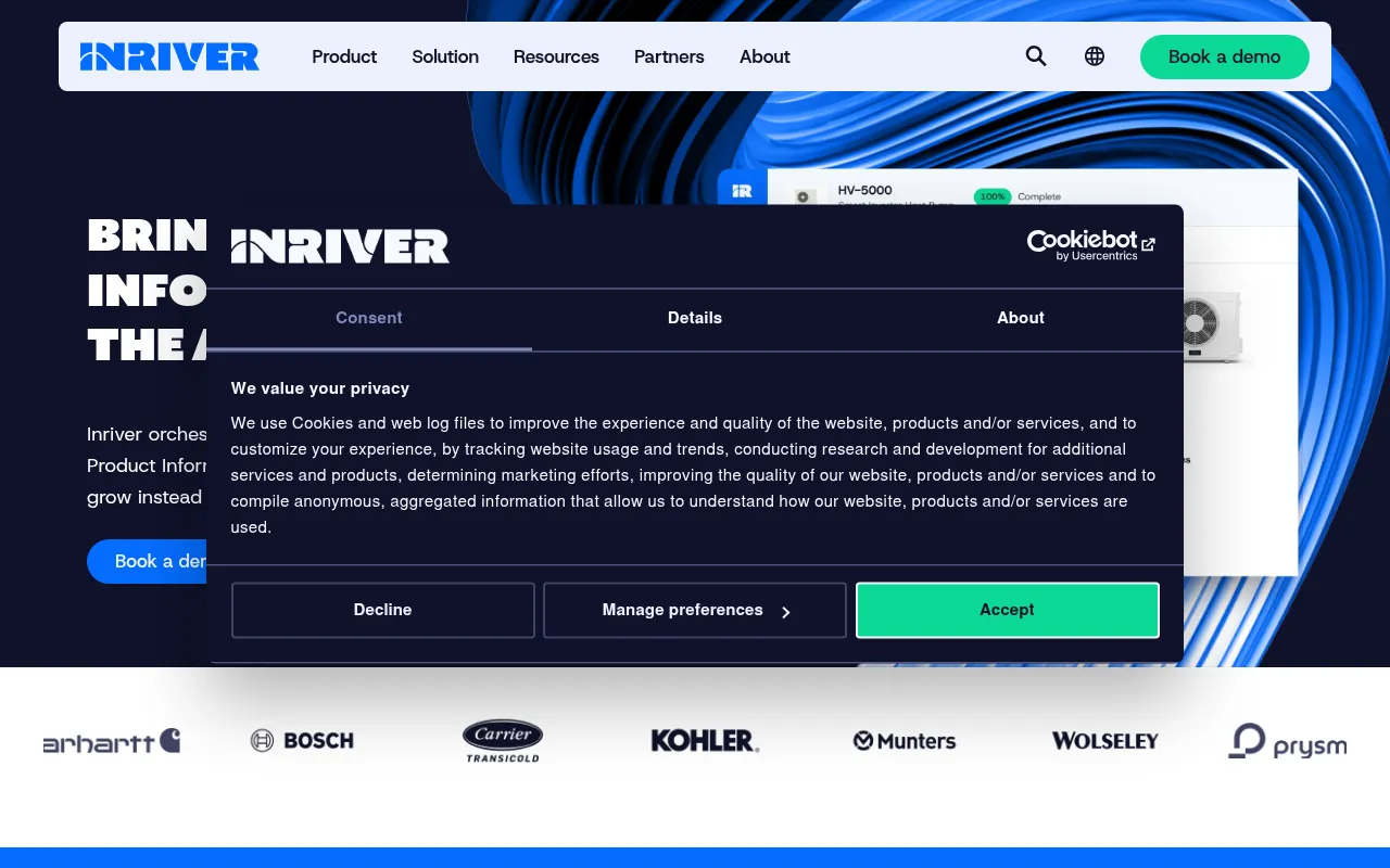 Screenshot of inriver.com