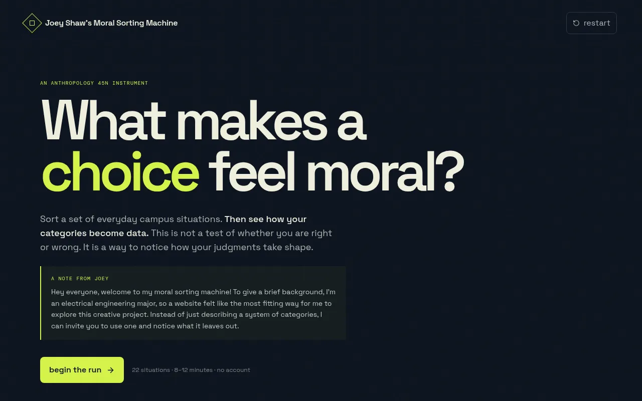 Screenshot of moral-sorting-machine.replit.app