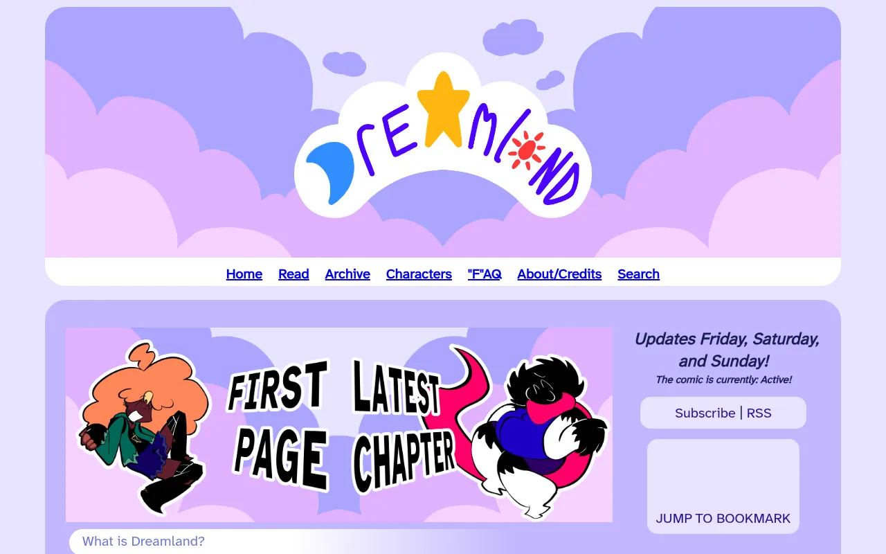 Screenshot of dreamland.the-comic.org