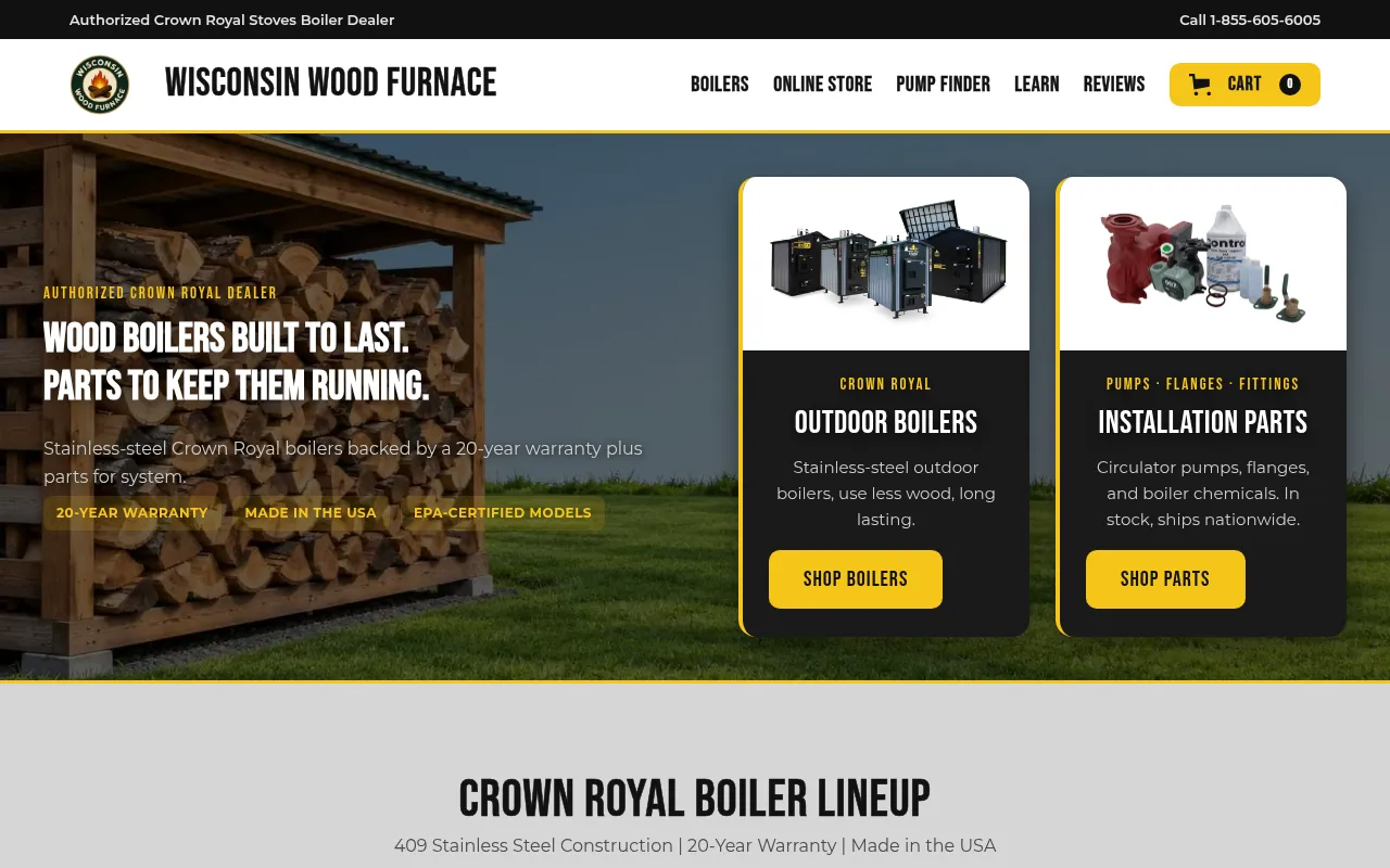 Screenshot of wisconsinwoodfurnace.com