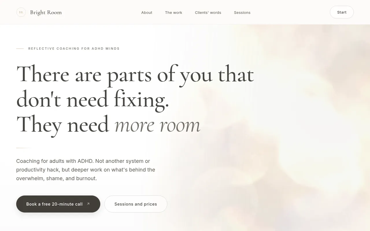 Screenshot of brightroomcoaching.com