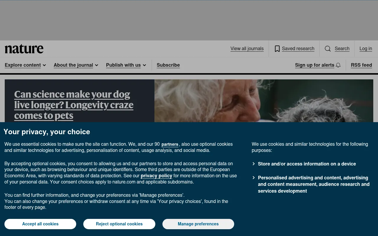 Screenshot of nature.com