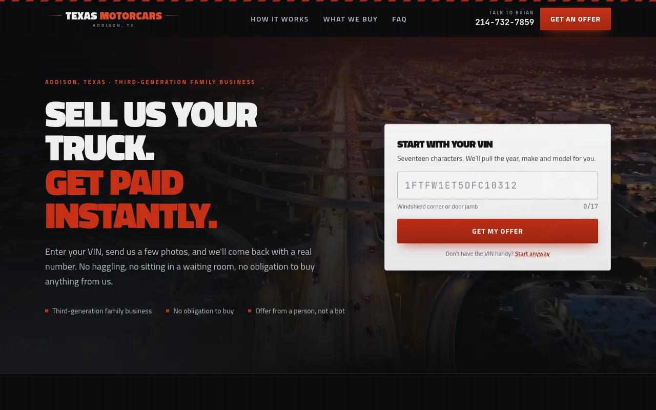 Screenshot of dallastruckbuyer.com