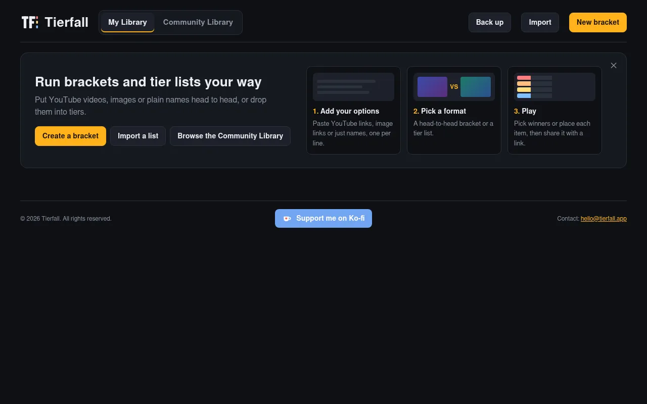 Screenshot of tierfall.app