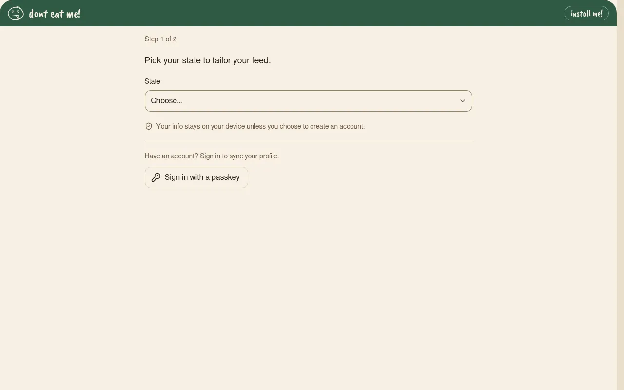 Screenshot of donteatme.app