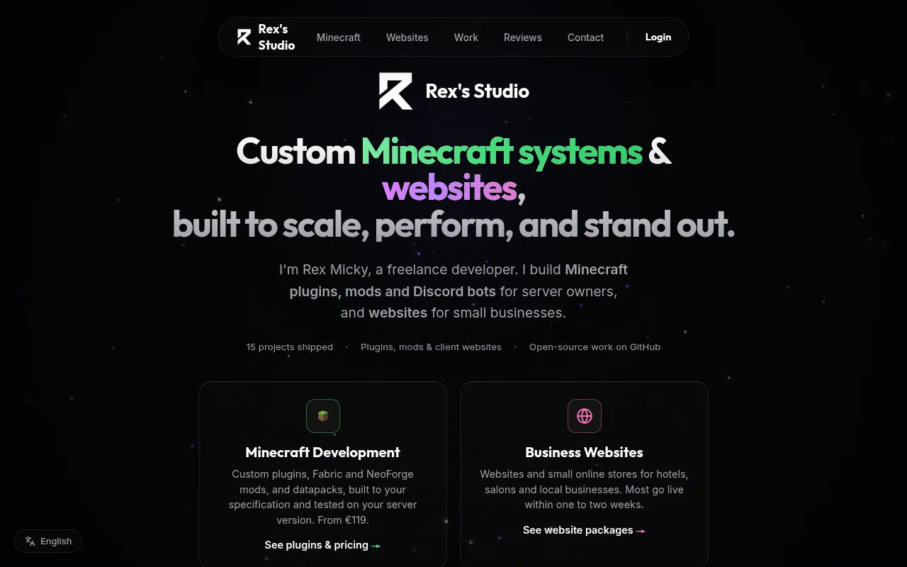 Screenshot of studio.rexmicky.dev
