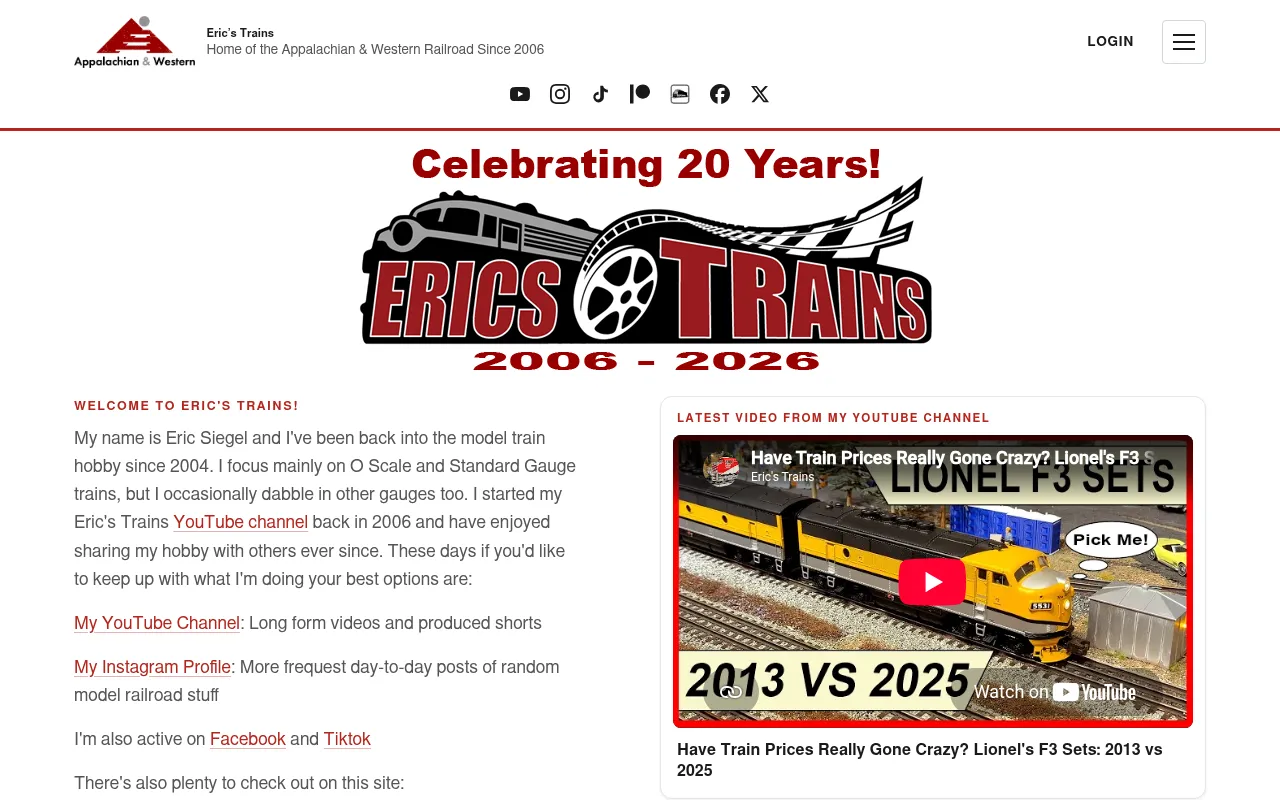 Screenshot of ericstrains.com