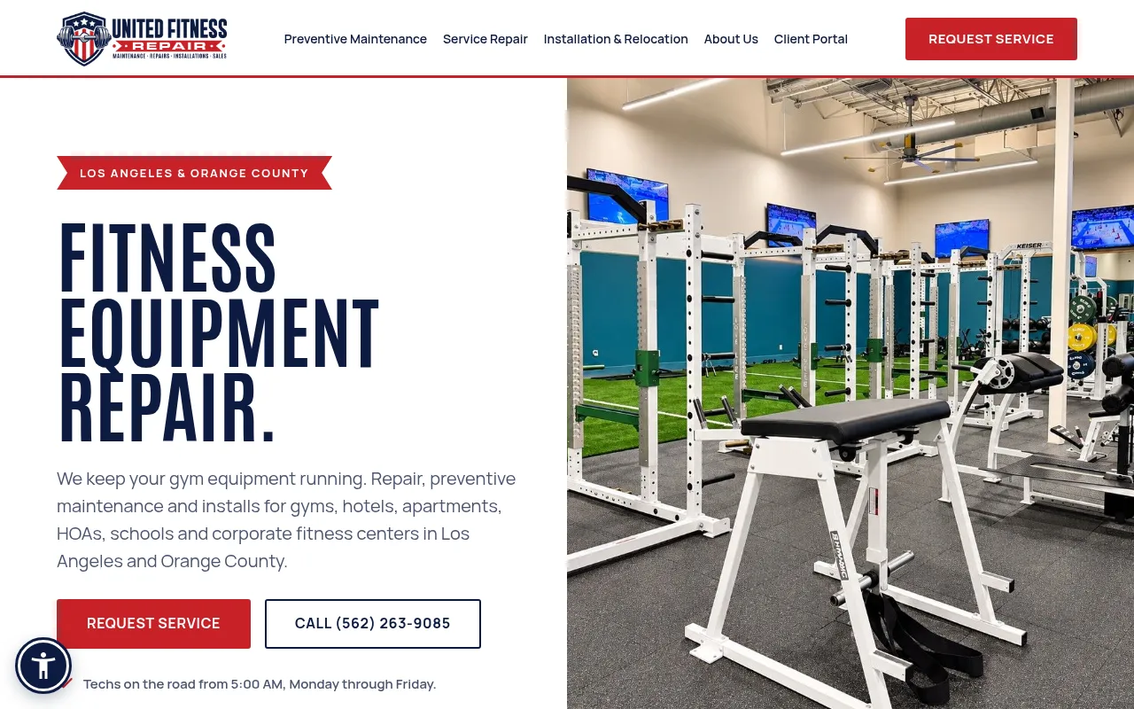 Screenshot of unitedfitnessrepair.com