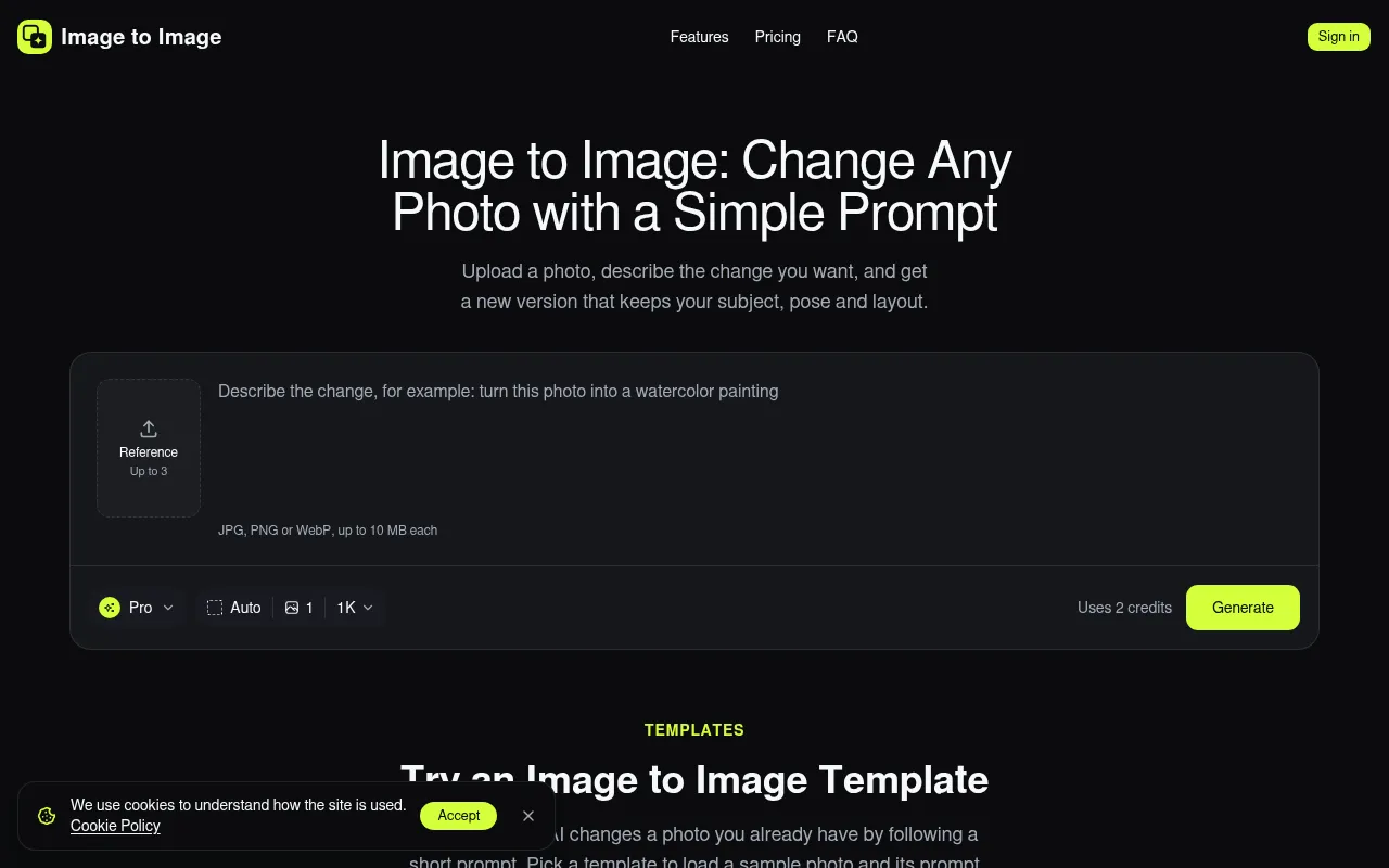 Screenshot of imagetoimage.tools