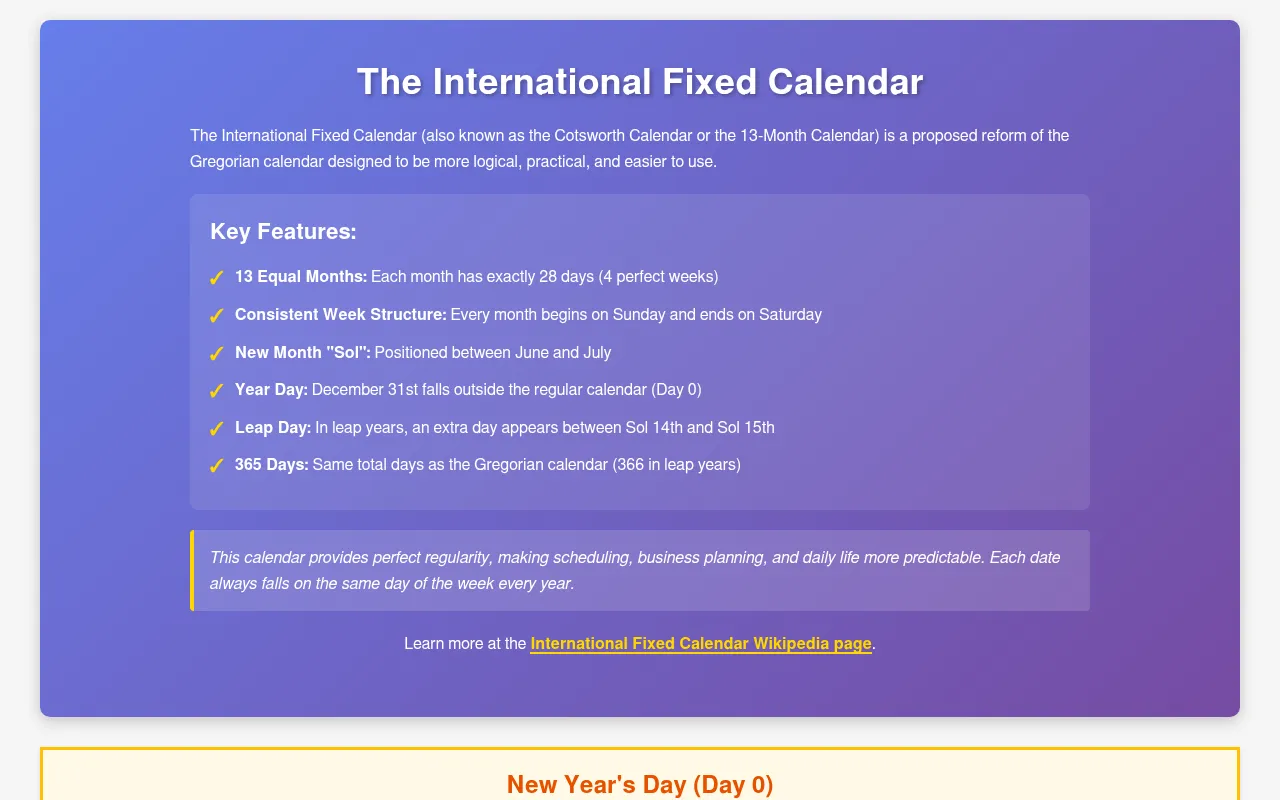 Screenshot of 13monthcalendar.com