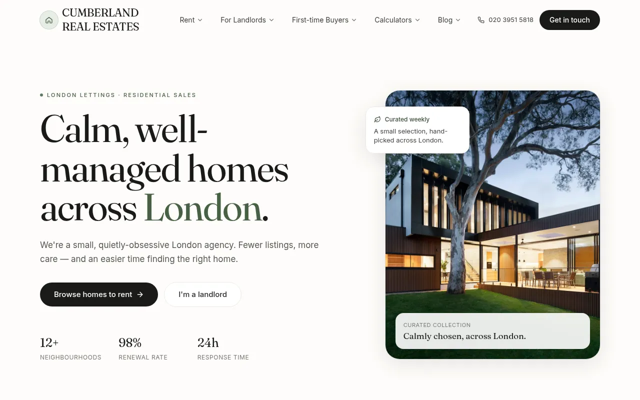 Screenshot of cumberlandrealestates.co.uk
