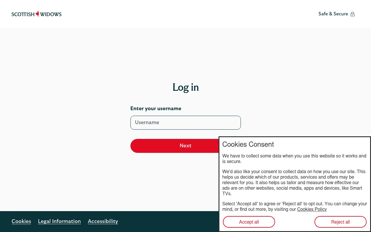 Screenshot of workplace.secure.scottishwidows.co.uk