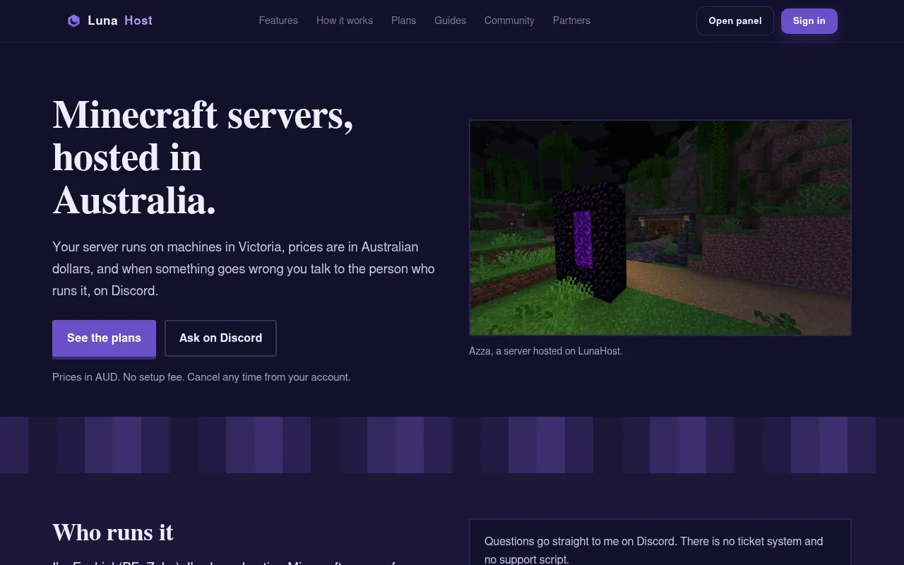 Screenshot of lunahost.uk