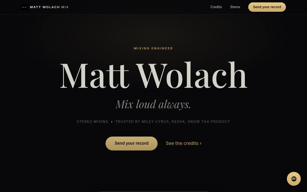 Screenshot of mattwolachmix.com