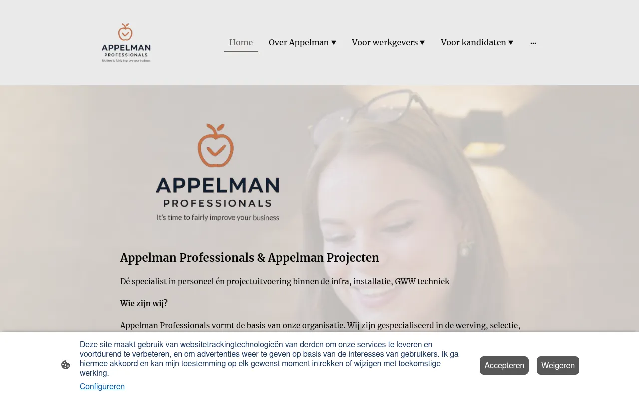 Screenshot of appelmanprofessionals.nl