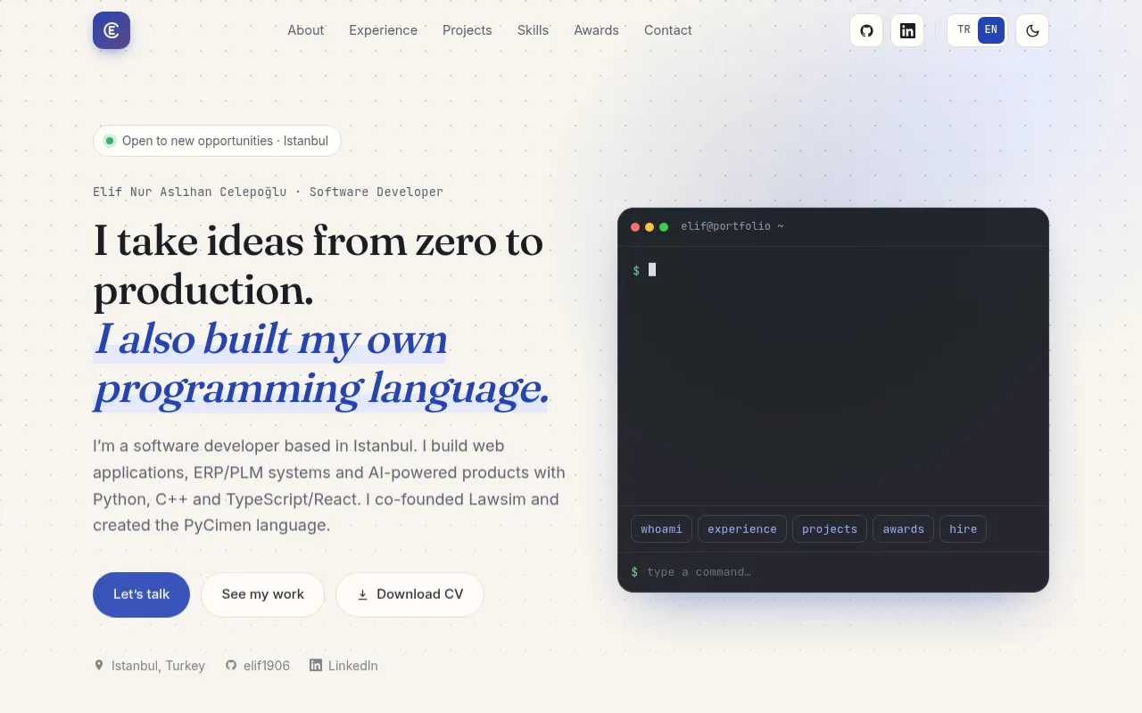 Screenshot of elifnurcelepoglu.com