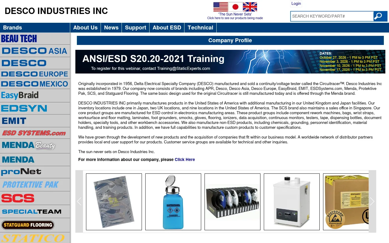 Screenshot of descoindustries.com