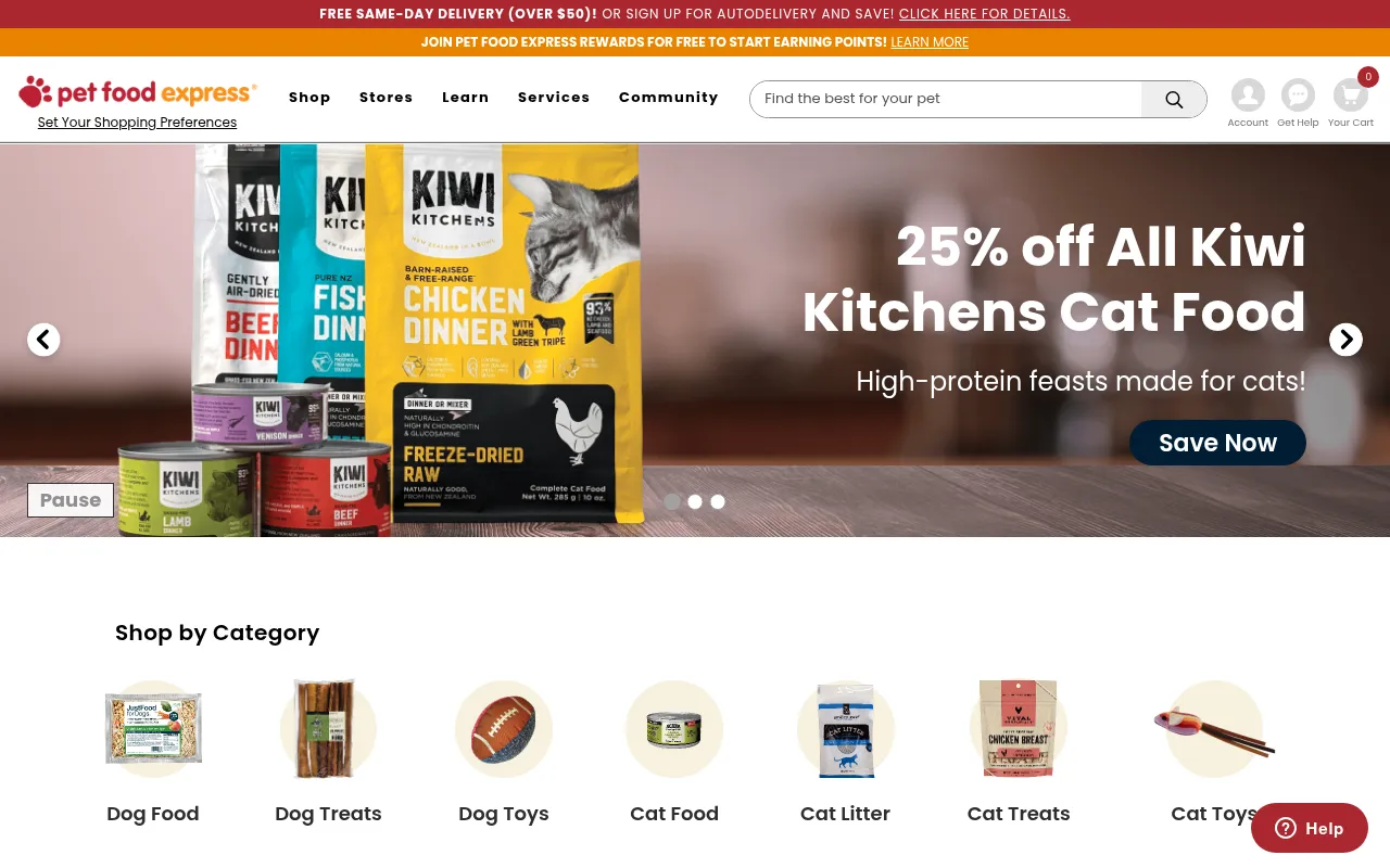 Screenshot of petfood.express