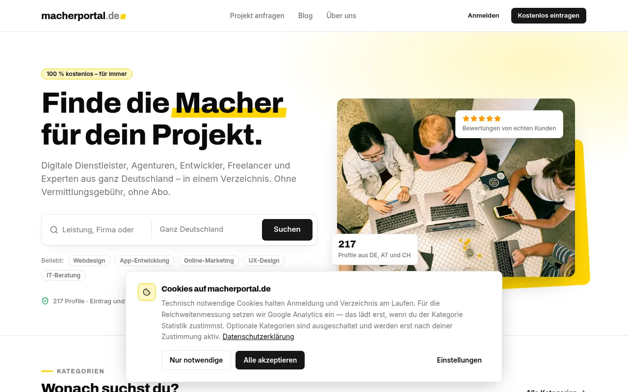 Screenshot of macherportal.de