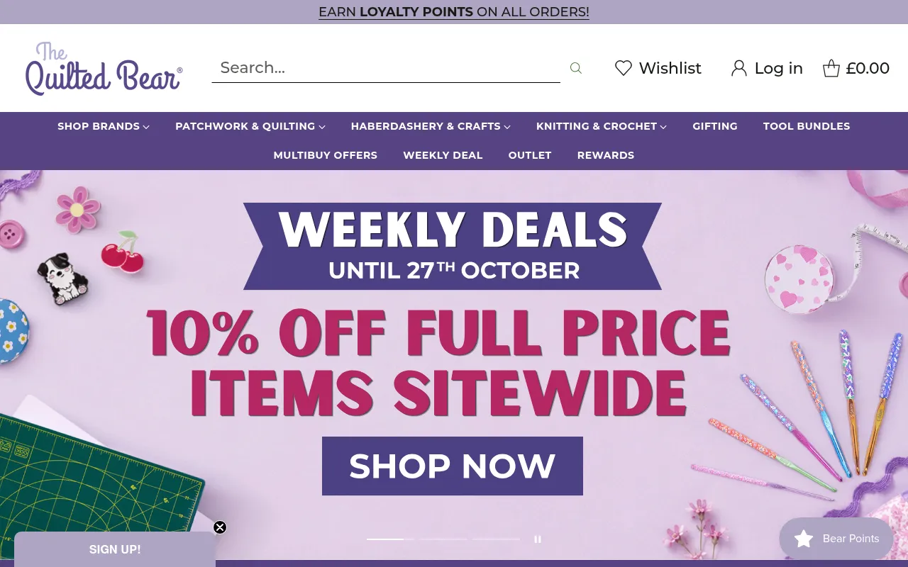 Screenshot of quiltedbear.co.uk