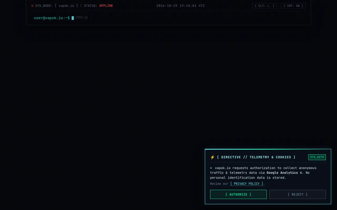 Screenshot of vapok.io