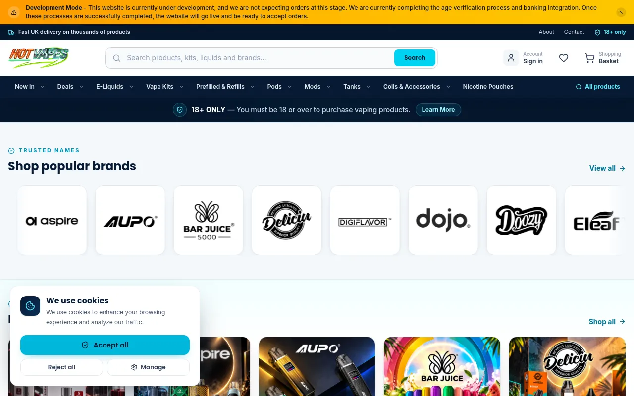 Screenshot of hotvapes.co.uk