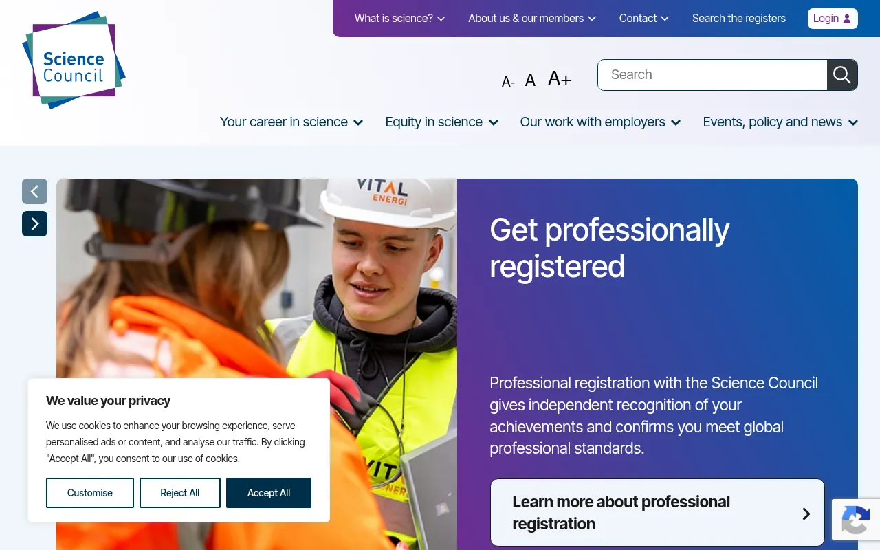 Screenshot of sciencecouncil.org