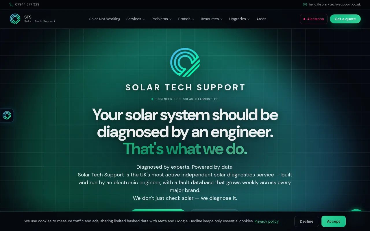 Screenshot of solar-tech-support.co.uk