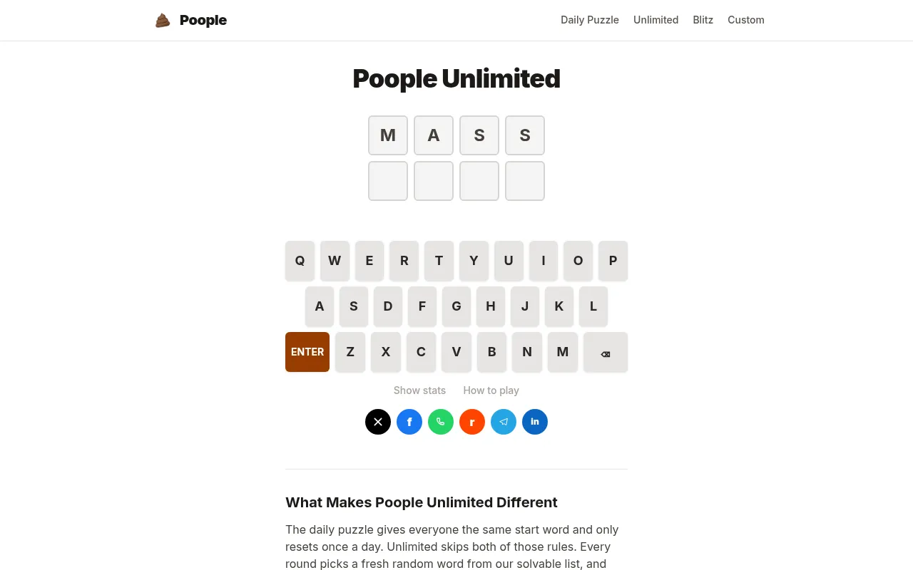 Screenshot of pooplegameunlimited.com