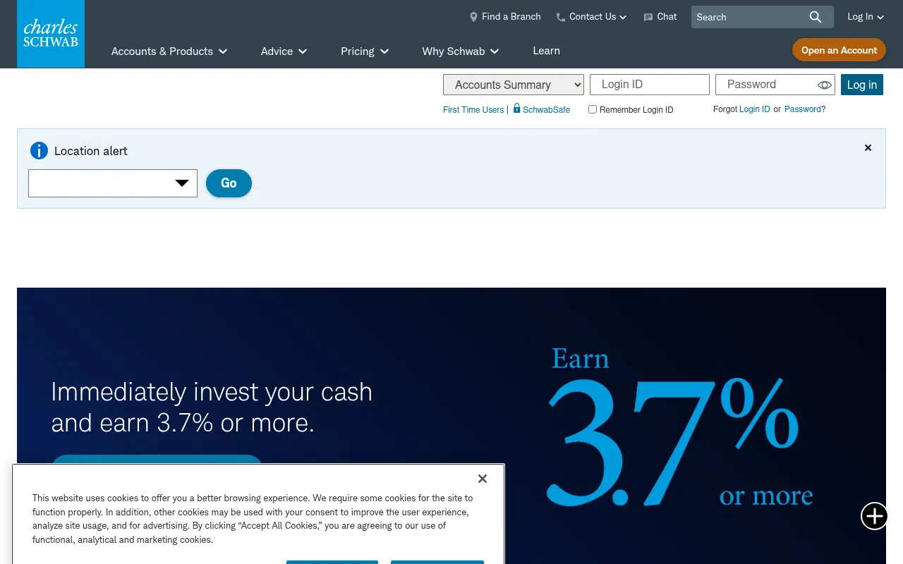 Screenshot of schwab.com