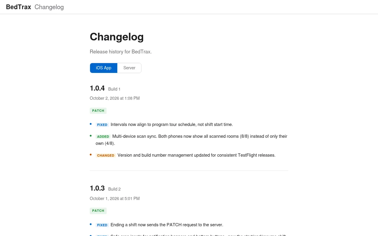 Screenshot of bedtrax.jri.org