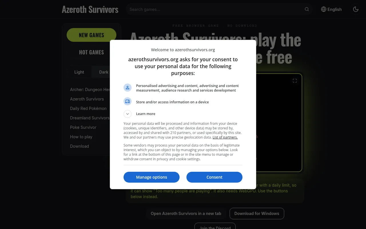 Screenshot of azerothsurvivors.org