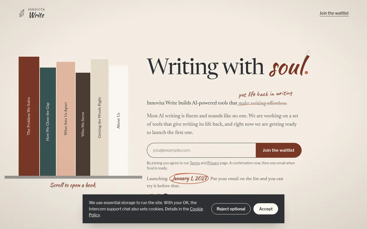 Screenshot of innovitawrite.com