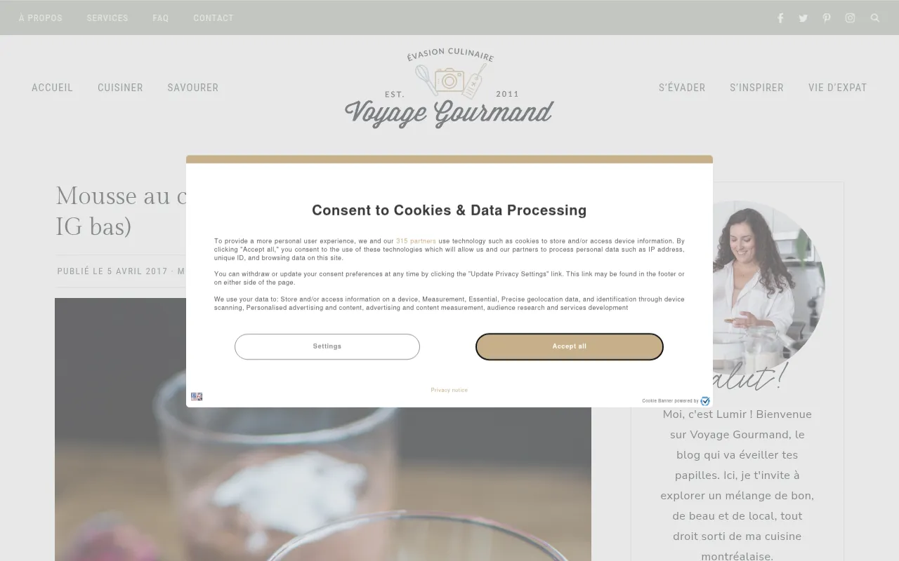Screenshot of voyagegourmand.fr