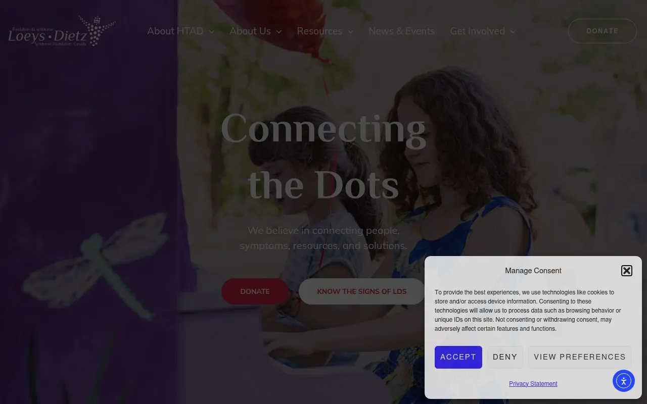 Screenshot of loeysdietzcanada.org